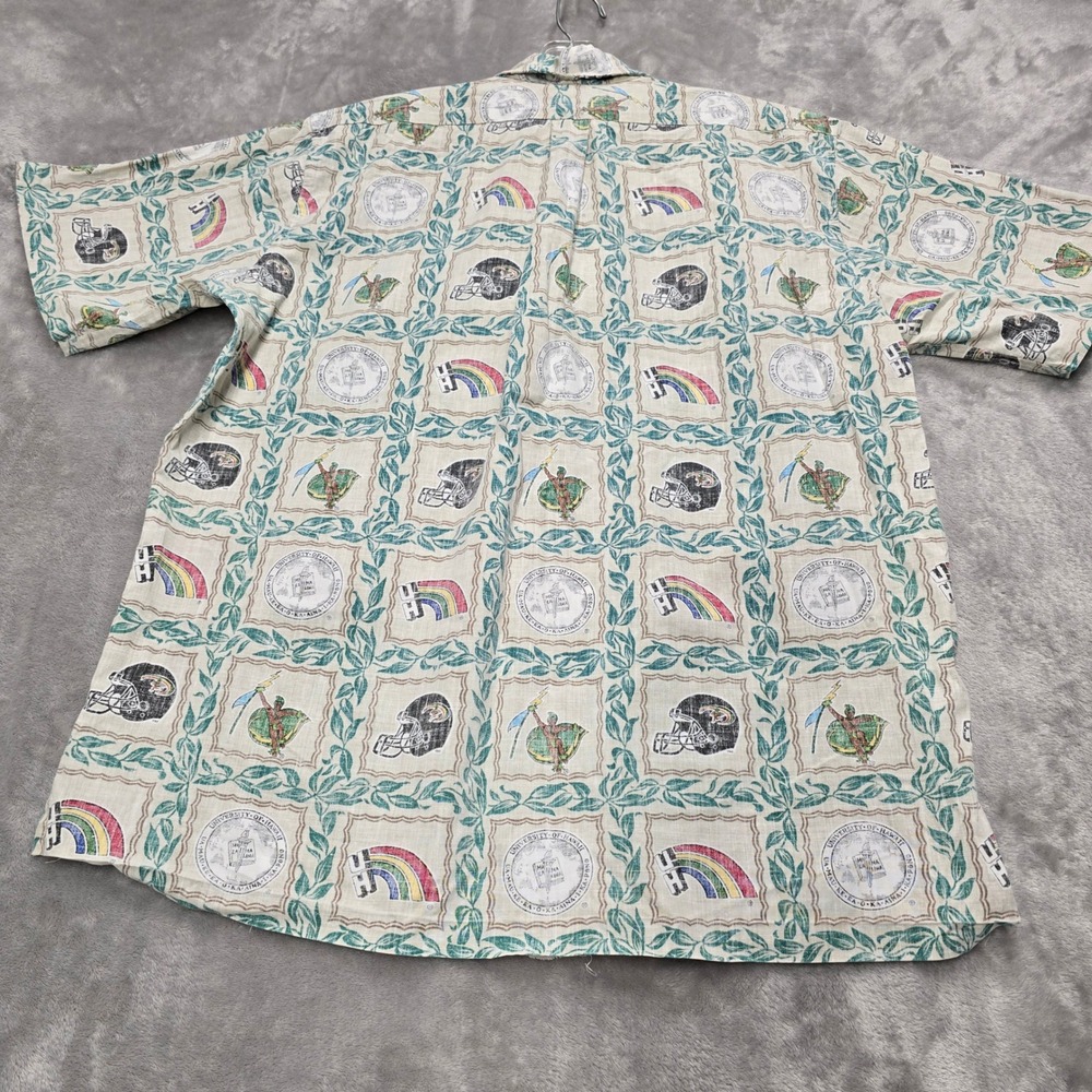 Reyn Spooner Button Down Shirt Mens XL Cream UH Hawaii Rainbow Warriors Football - Picture 13 of 16